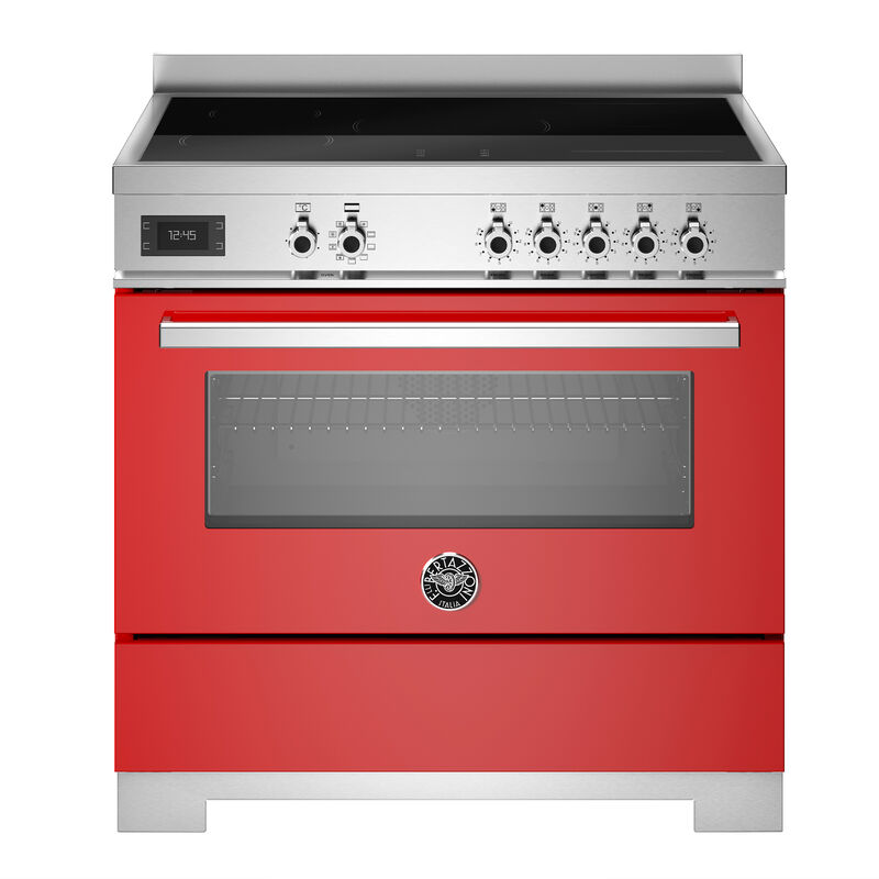 PRO95I1EROT2 Professional induktionskomfur 90 cm med 5 zoner og 1 ovn, rød