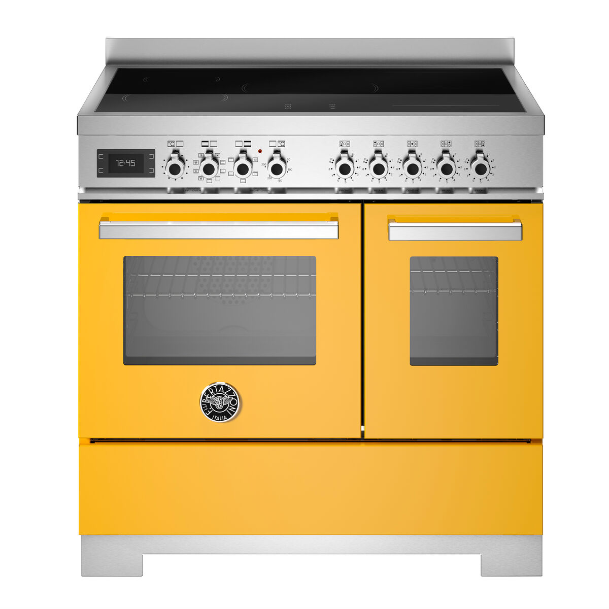 PRO95I2EGIT2 Professional induksjonskomfyr 90 cm med 5 soner og 2 ovner, gul