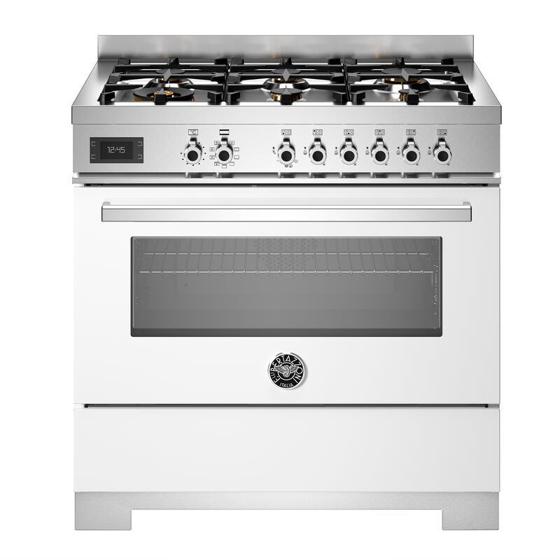 PRO96L1EBIT2 Professional gaskomfur 90 cm med 6 brændere og 1 ovn, hvid
