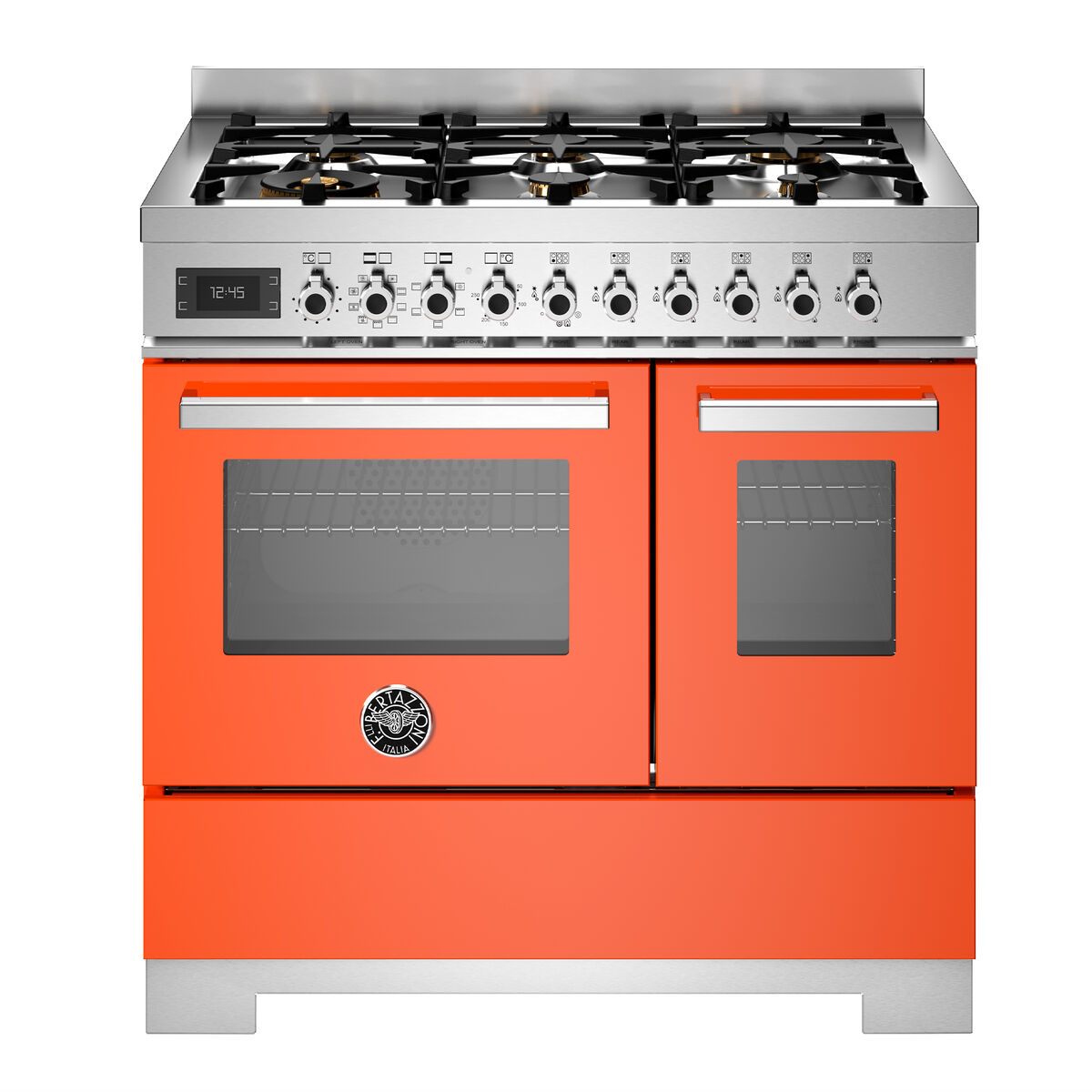 PRO96L2EART2 Professional gasskomfyr 90 cm med 6 brennere og 2 ovner, oransje