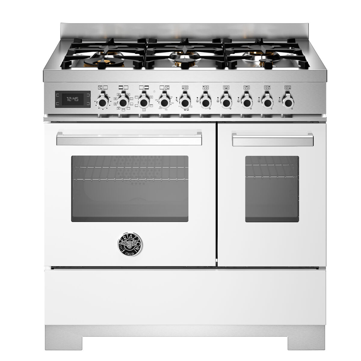 PRO96L2EBIT2 Professional gasskomfyr 90 cm med 6 brennere og 2 ovner, hvit