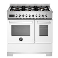 PRO96L2EBIT2 Professional gasskomfyr 90 cm med 6 brennere og 2 ovner, hvit