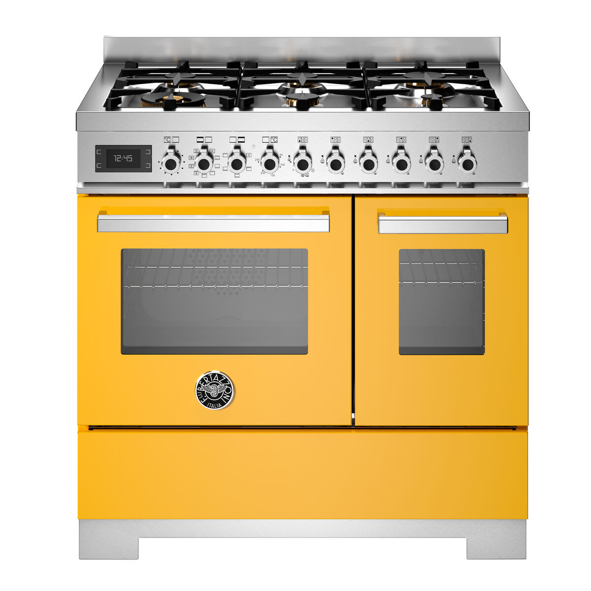 PRO96L2EGIT2 Professional gasskomfyr 90 cm med 6 brennere og 2 ovner, gul