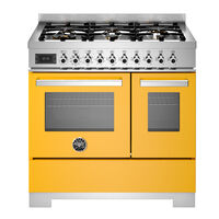 PRO96L2EGIT2 Professional gasskomfyr 90 cm med 6 brennere og 2 ovner, gul