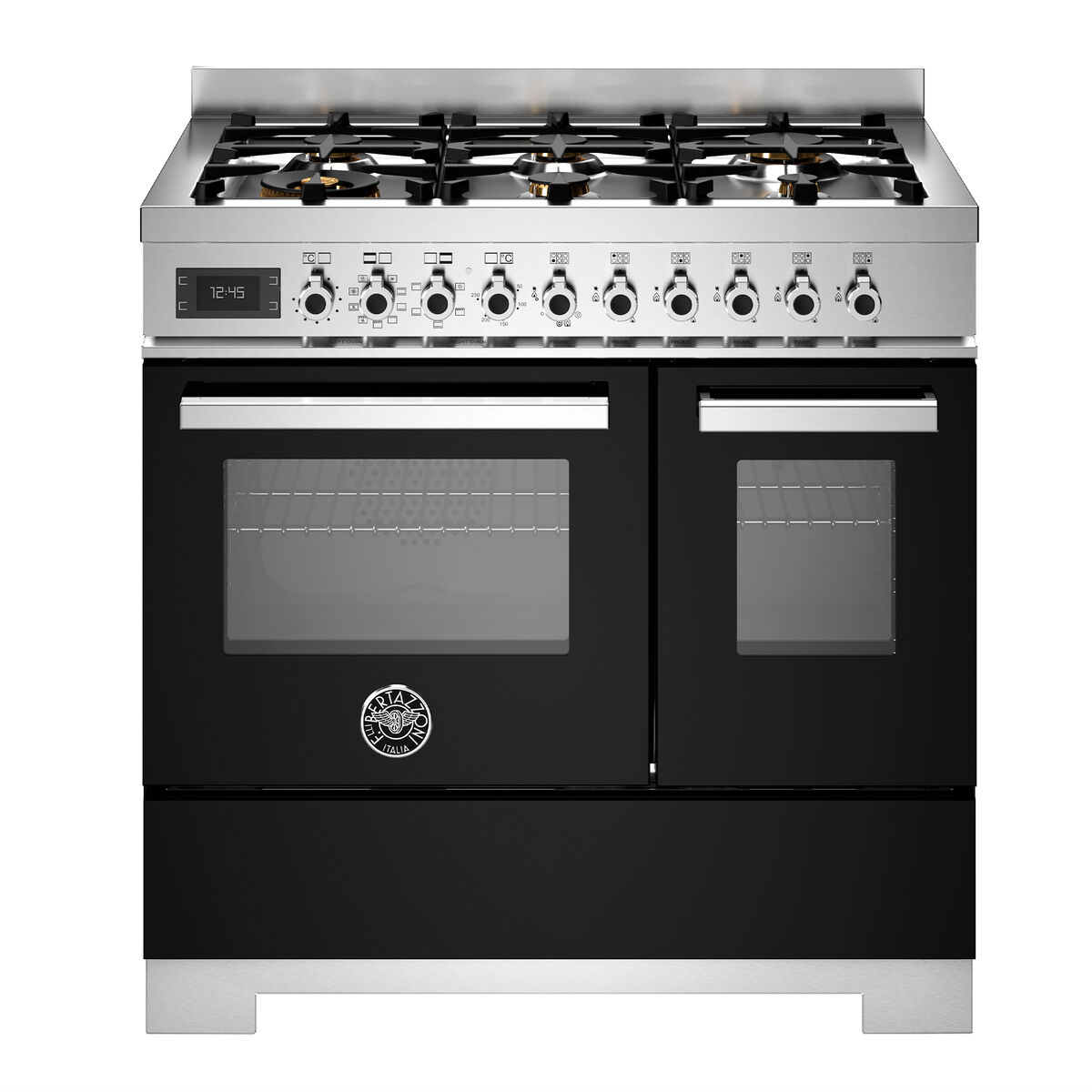 PRO96L2ENET2 Professional gasskomfyr 90 cm med 6 brennere og 2 ovner, svart