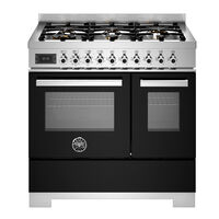 PRO96L2ENET2 Professional gasskomfyr 90 cm med 6 brennere og 2 ovner, svart