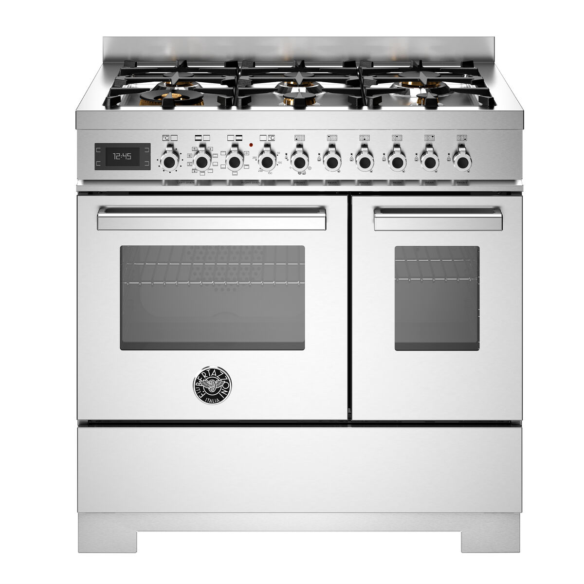 PRO96L2EXT2 Professional gasskomfyr 90 cm med 6 brennere og 2 ovner, rustfritt stål