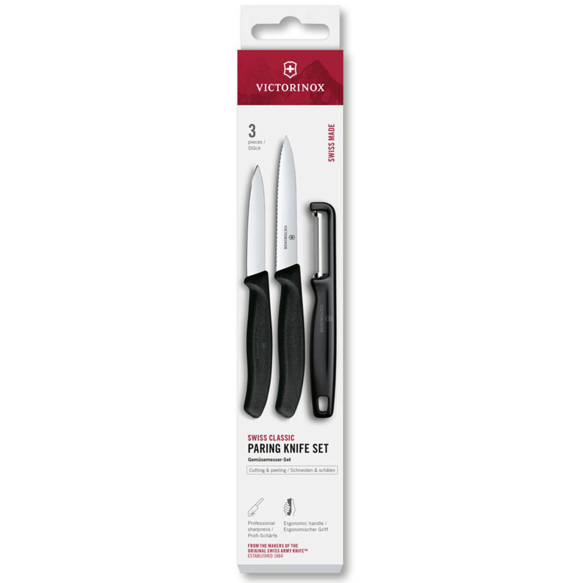 Swiss Classic urtekniv, tomatkniv og kartoffelskræller, sort