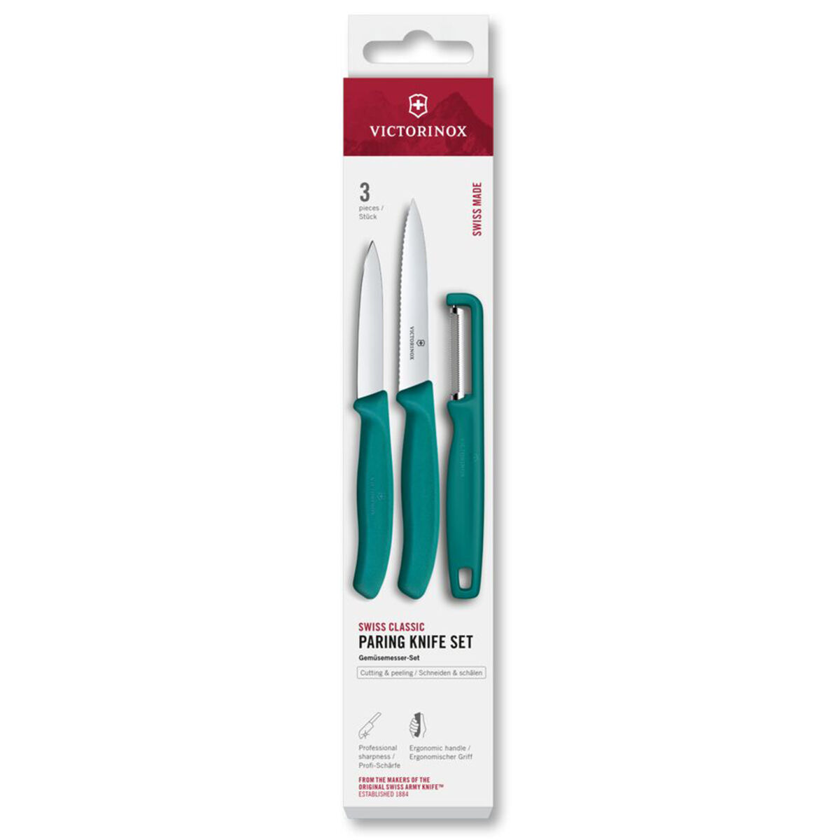 Swiss Classic urtekniv, tomatkniv og kartoffelskræller, grøn