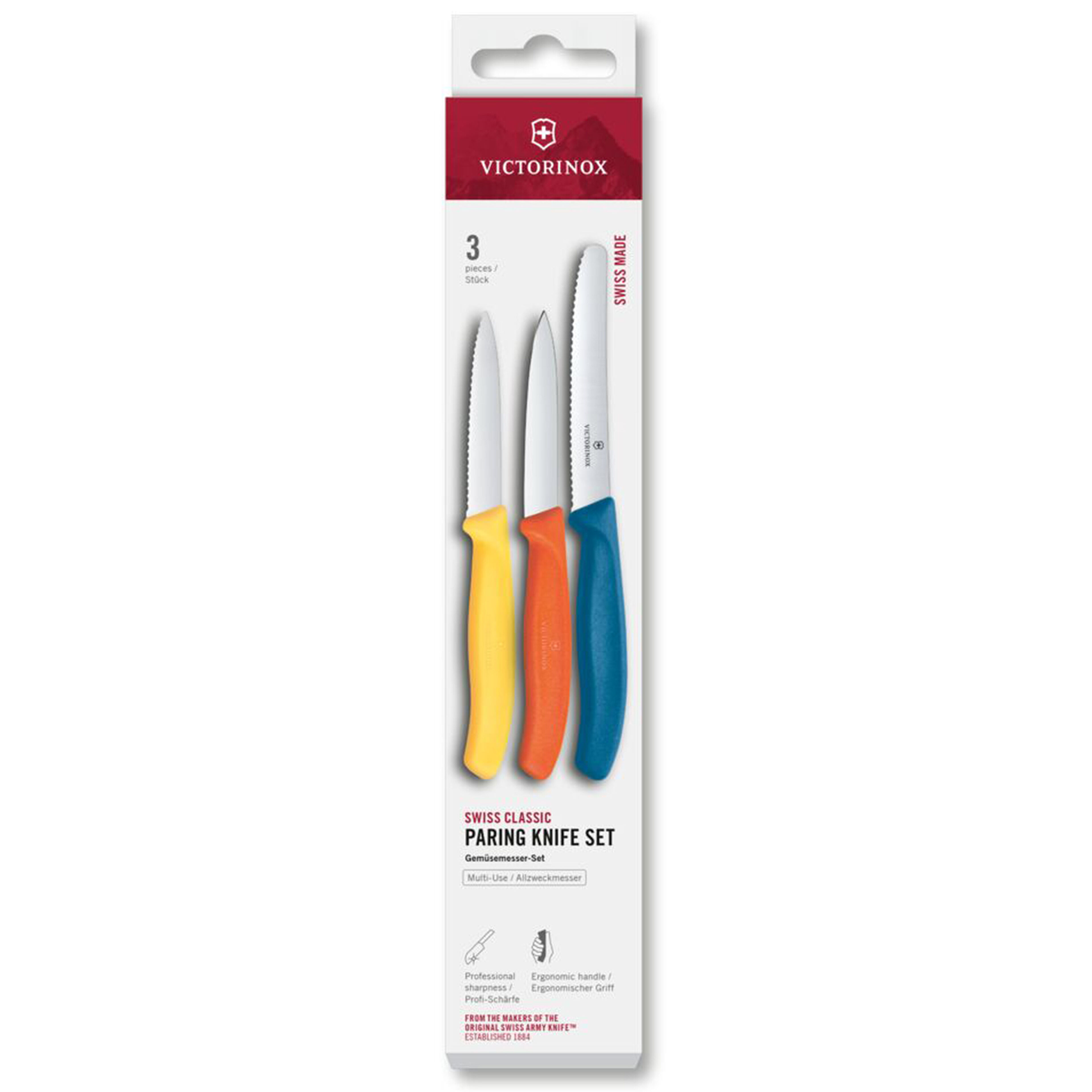 Swiss Classic skalknivsset 3-pack, gul/orange/blå