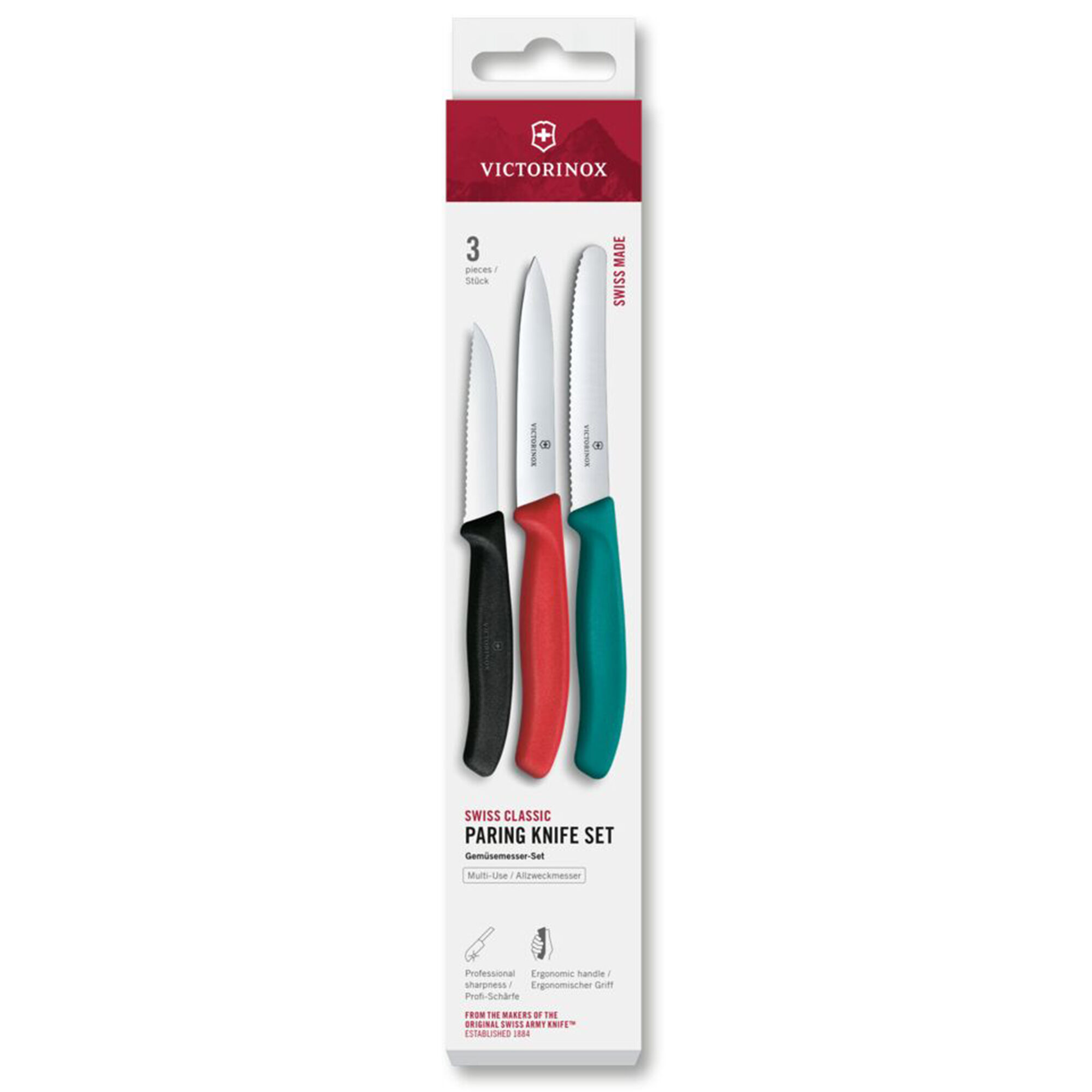 Victorinox Swiss Classic skalknivsset 3-pack, svart/gr&ouml;n/r&ouml;d