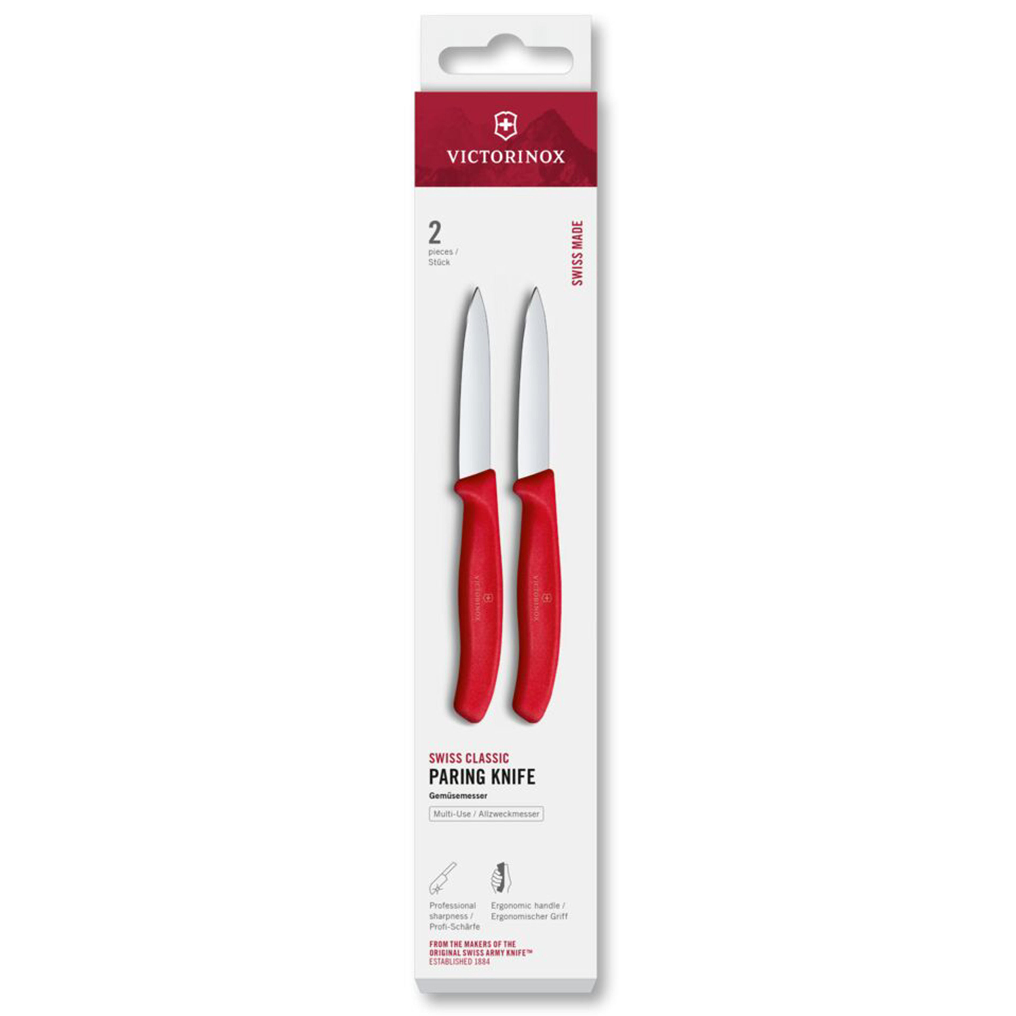 Swiss Classic urtekniv- og tomatknivsæt 8 cm 2 dele, rød