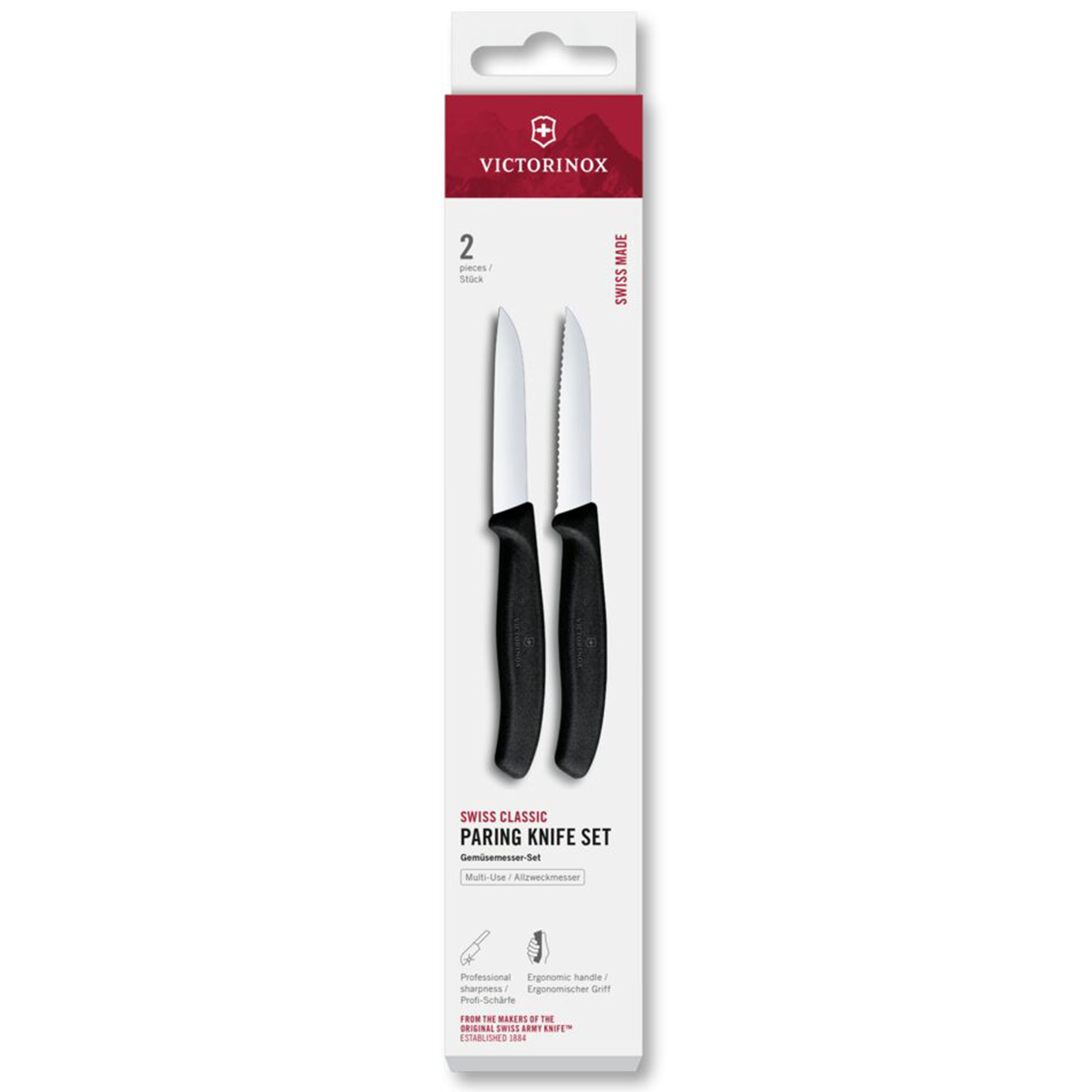 Swiss Classic urtekniv- og tomatknivsæt 8 cm 2 dele, sort
