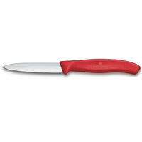 Swiss Classic spetsig skalkniv 8 cm, röd