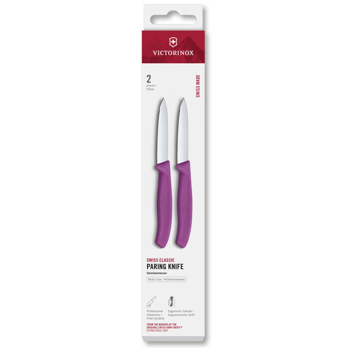Swiss Classic skrellekniv 8 cm 2-pakning, lilla