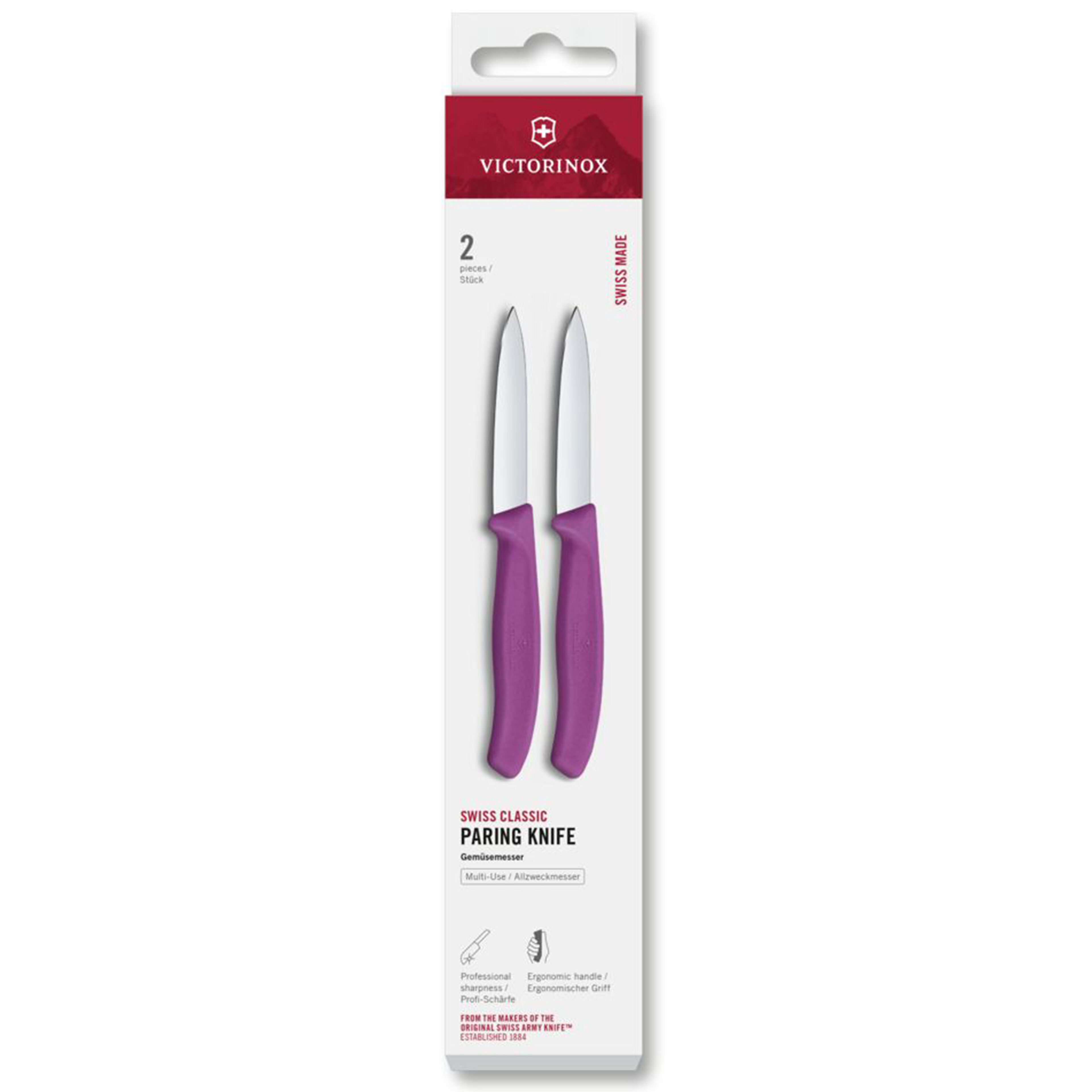 Swiss Classic skrellekniv 8 cm 2-pakning, lilla