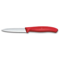 Swiss Classic vågtandad skalkniv 8 cm, röd