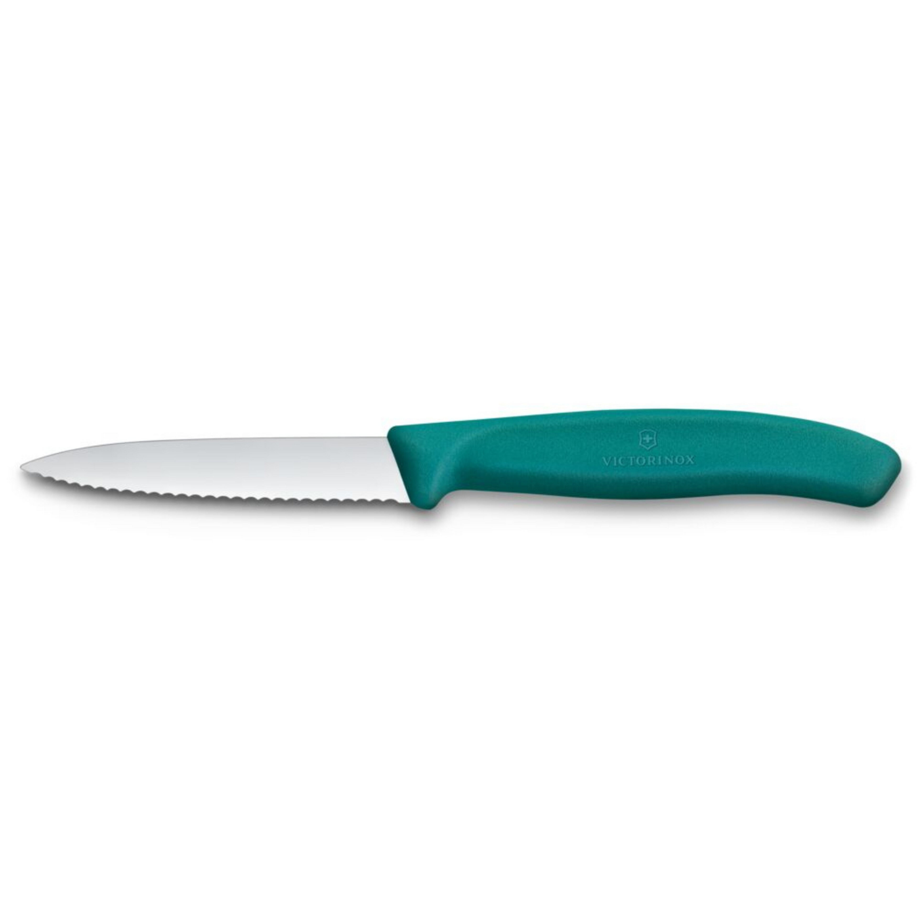 Swiss Classic vågtandad skalkniv 8 cm, grön