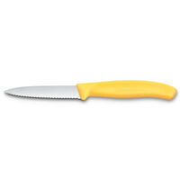 Swiss Classic vågtandad skalkniv 8 cm, gul