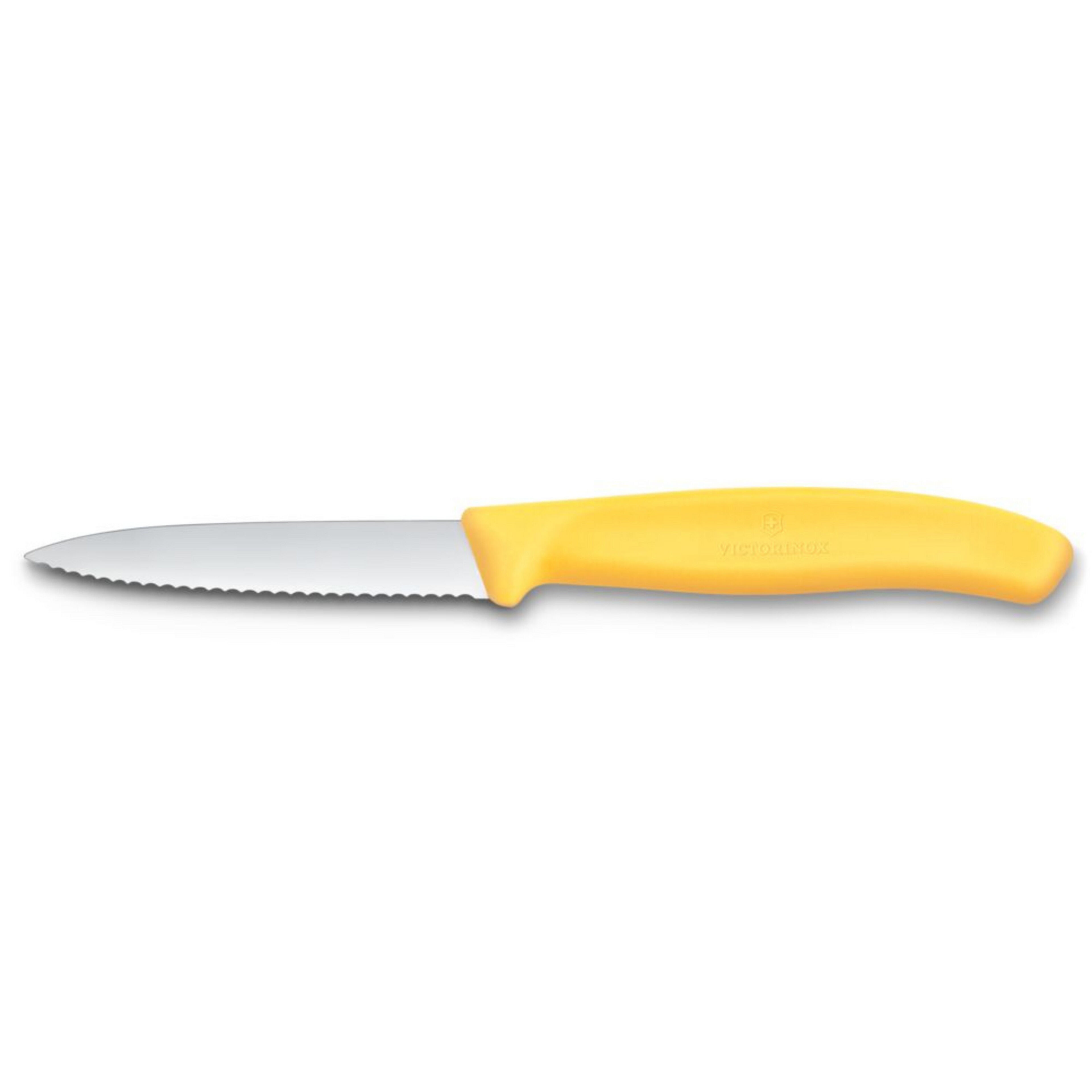 Swiss Classic vågtandad skalkniv 8 cm, gul