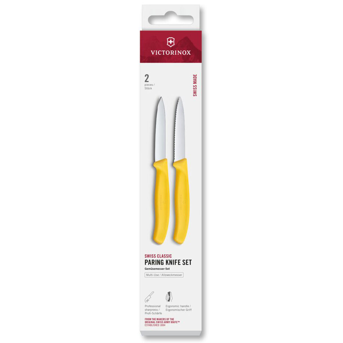 Swiss Classic skalkniv 2-pack 8 cm, gul