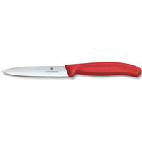 Swiss Classic spiss skrellekniv 10 cm, rød