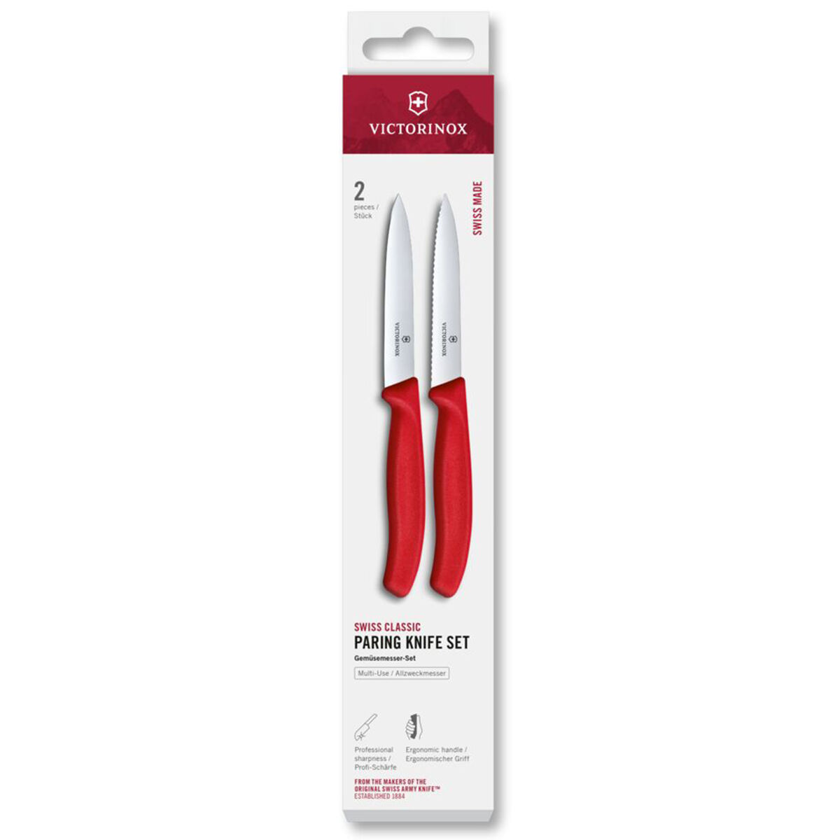 Swiss Classic skalkniv 2-pack 10 cm, röd