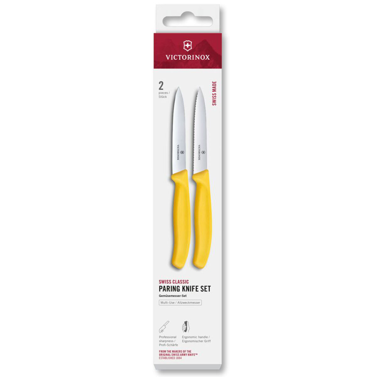 Swiss Classic skalkniv 2-pack 10 cm, gul