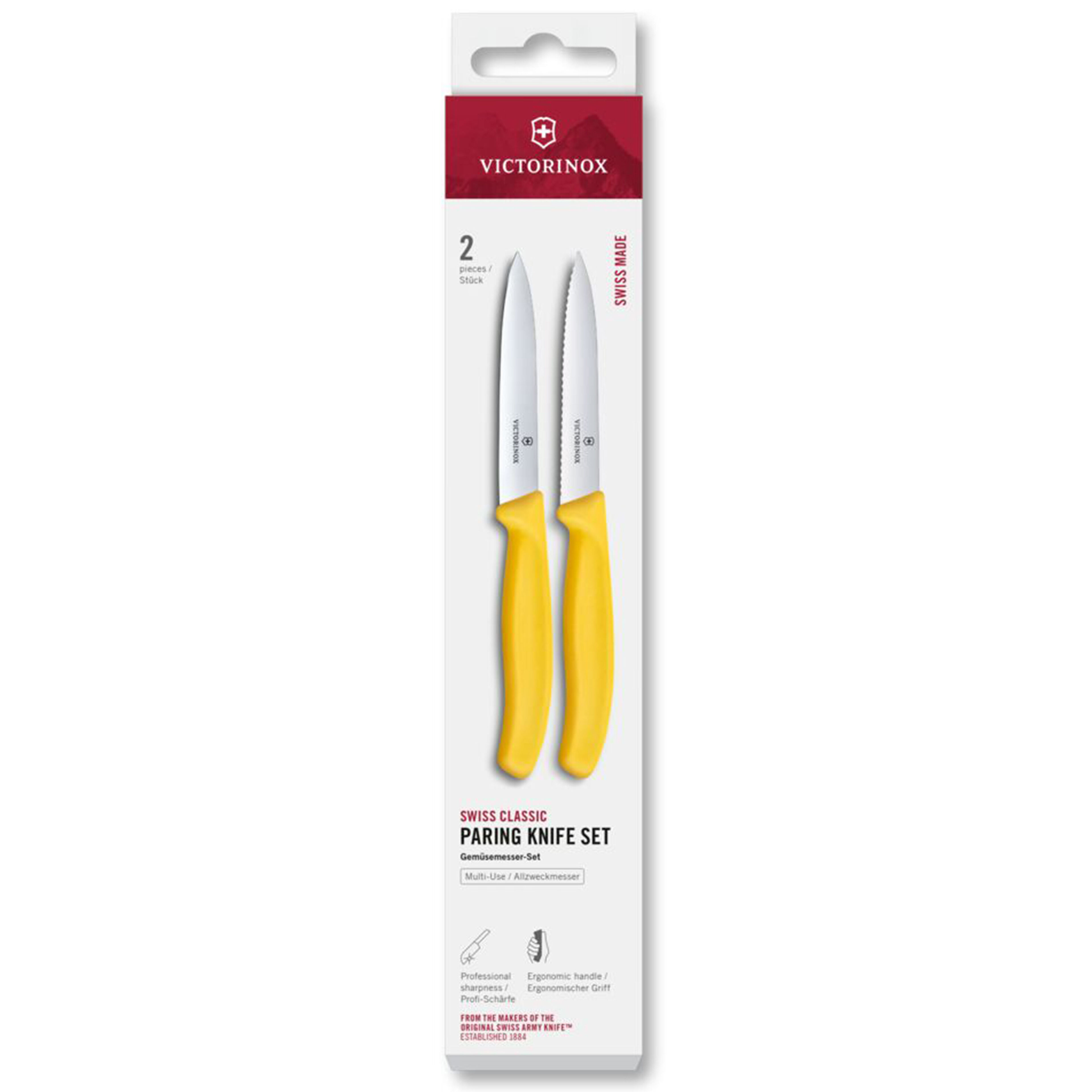 Swiss Classic skalkniv 2-pack 10 cm, gul