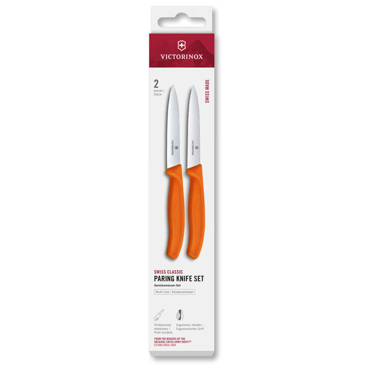 Swiss Classic skalkniv 2-pack 10 cm, orange