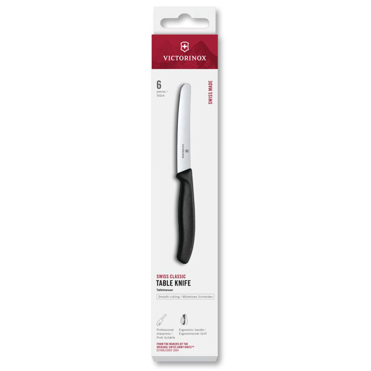 Swiss Classic bordkniv 11 cm 6-pak, sort