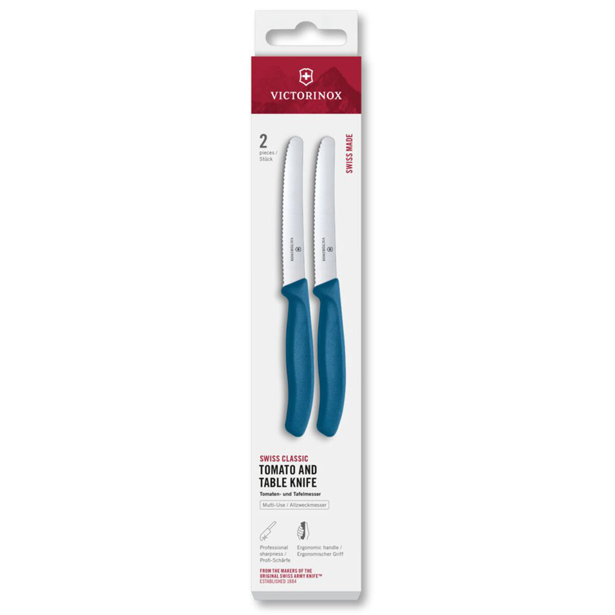 Swiss Classic bølget tomat- og bordkniv 11 cm 2-pakning, blå