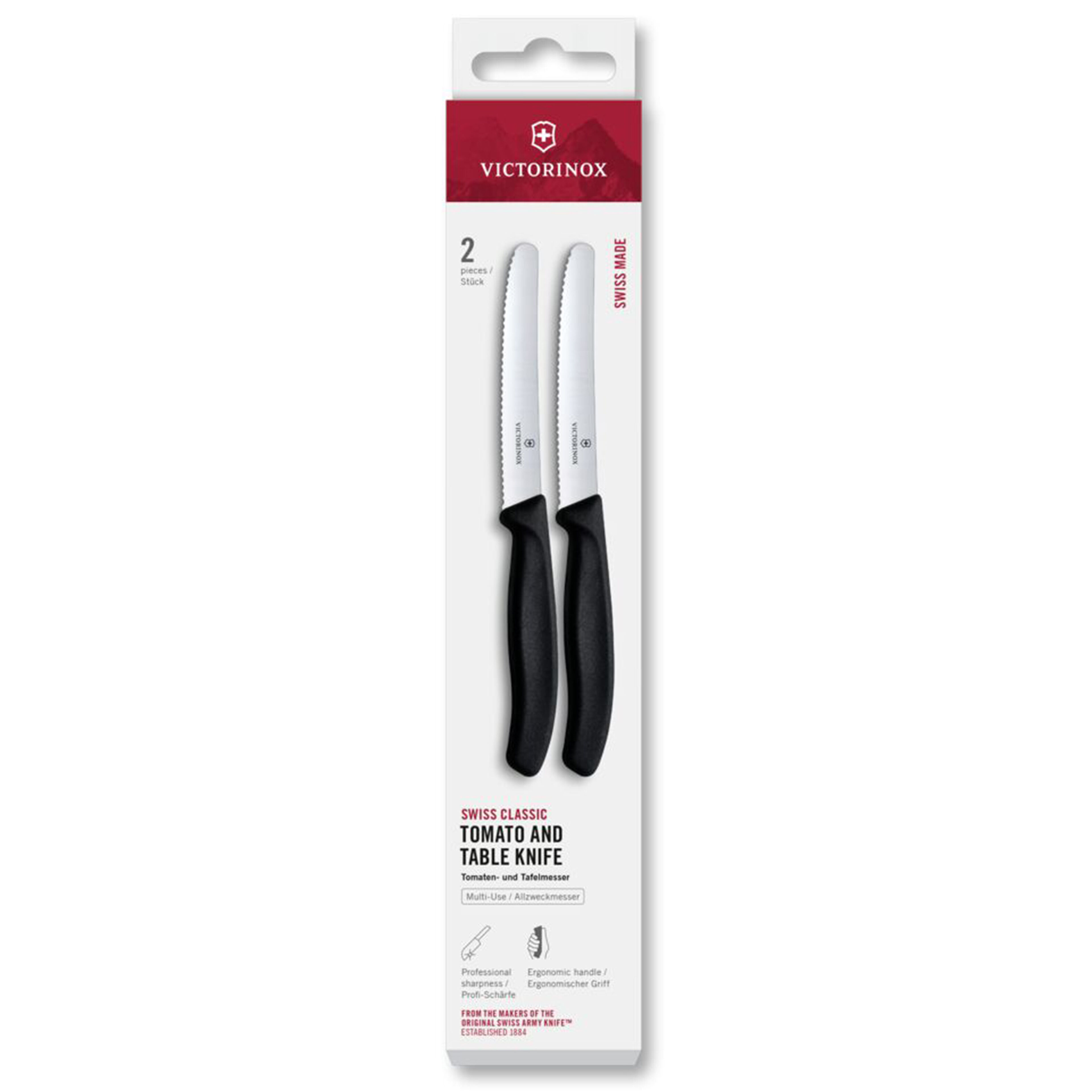 Swiss Classic tomatkniv 11 cm 2-pak, sort
