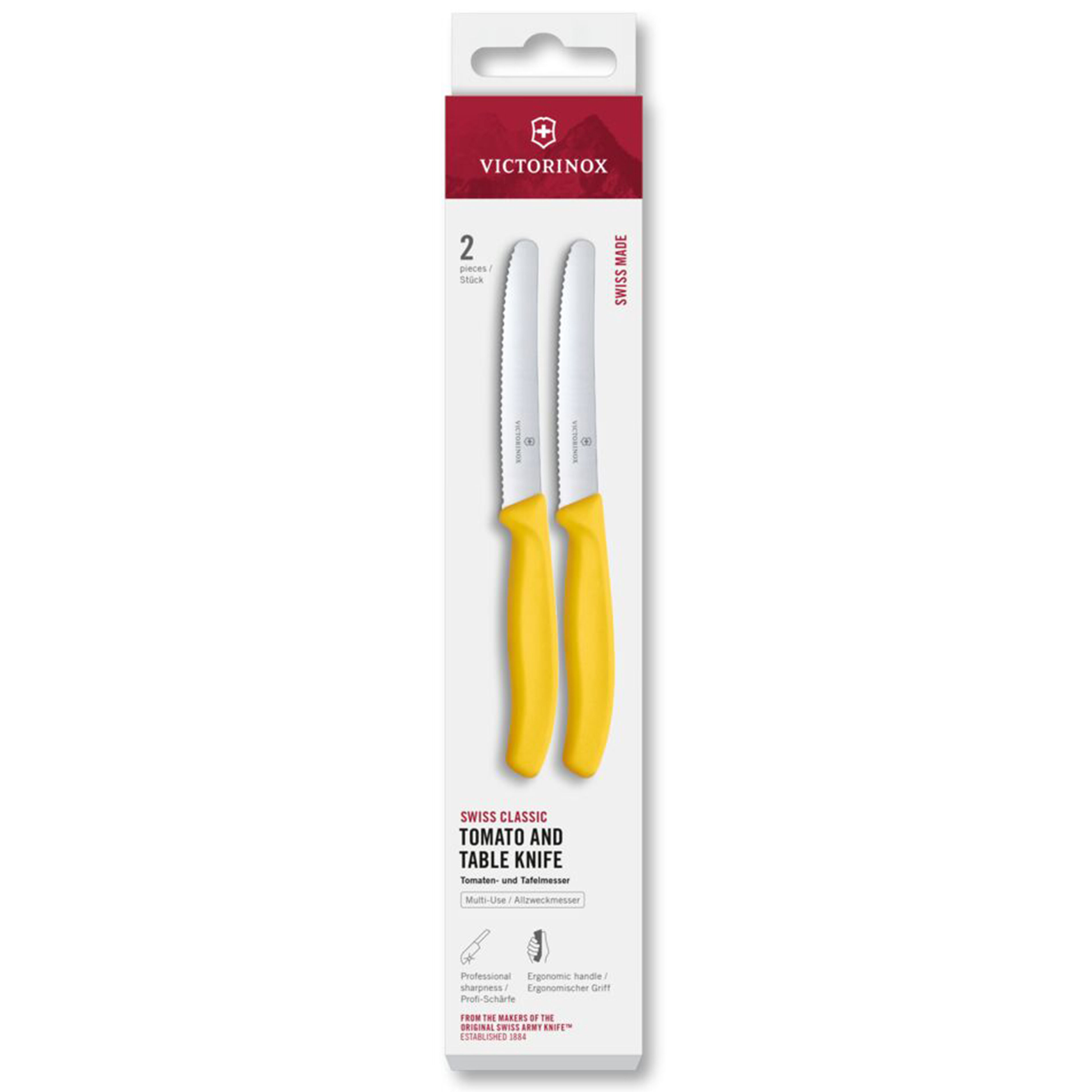Swiss Classic tomatkniv 11 cm 2-pak, gul