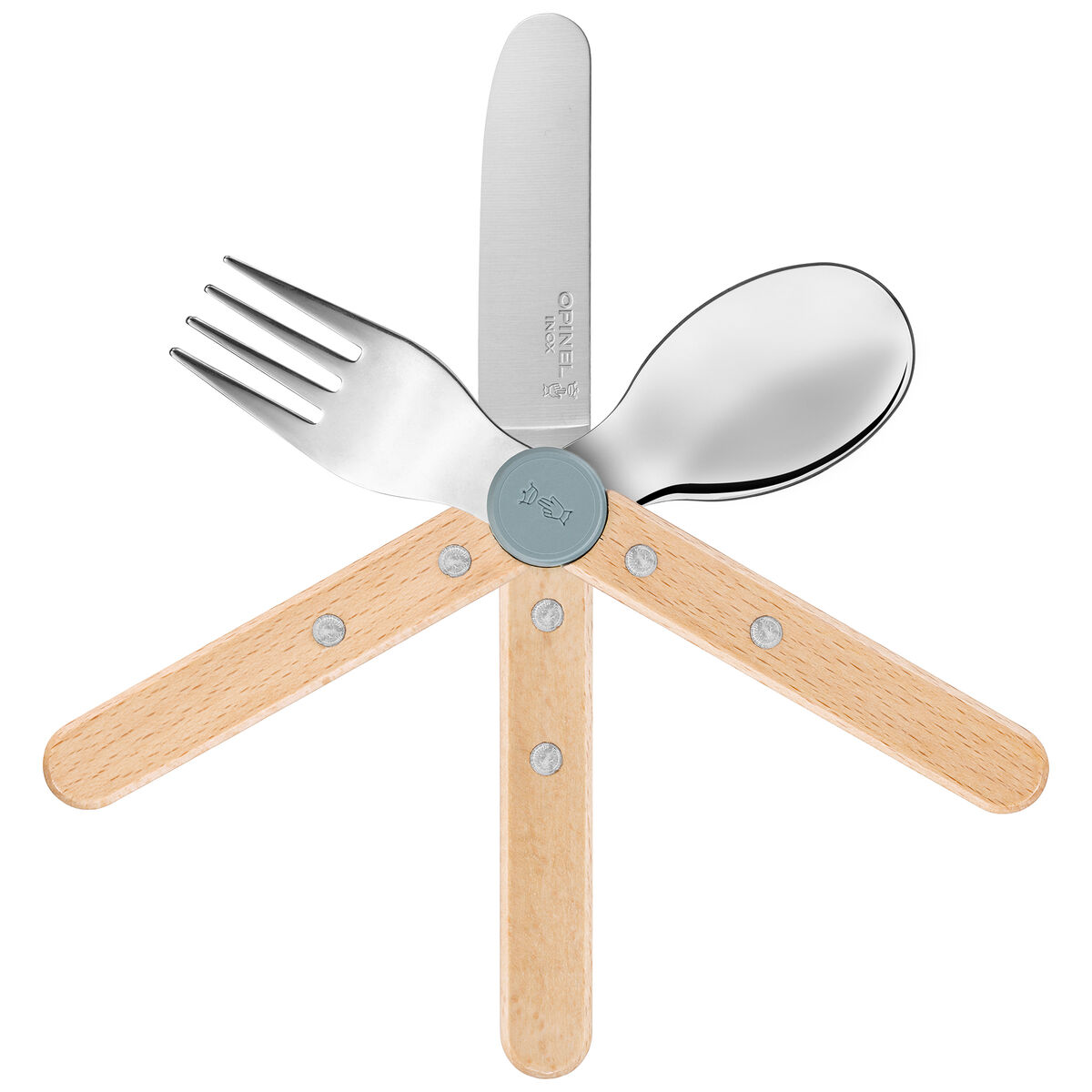 Opinel Le Petit Gourmet børnebestik, rain blue
