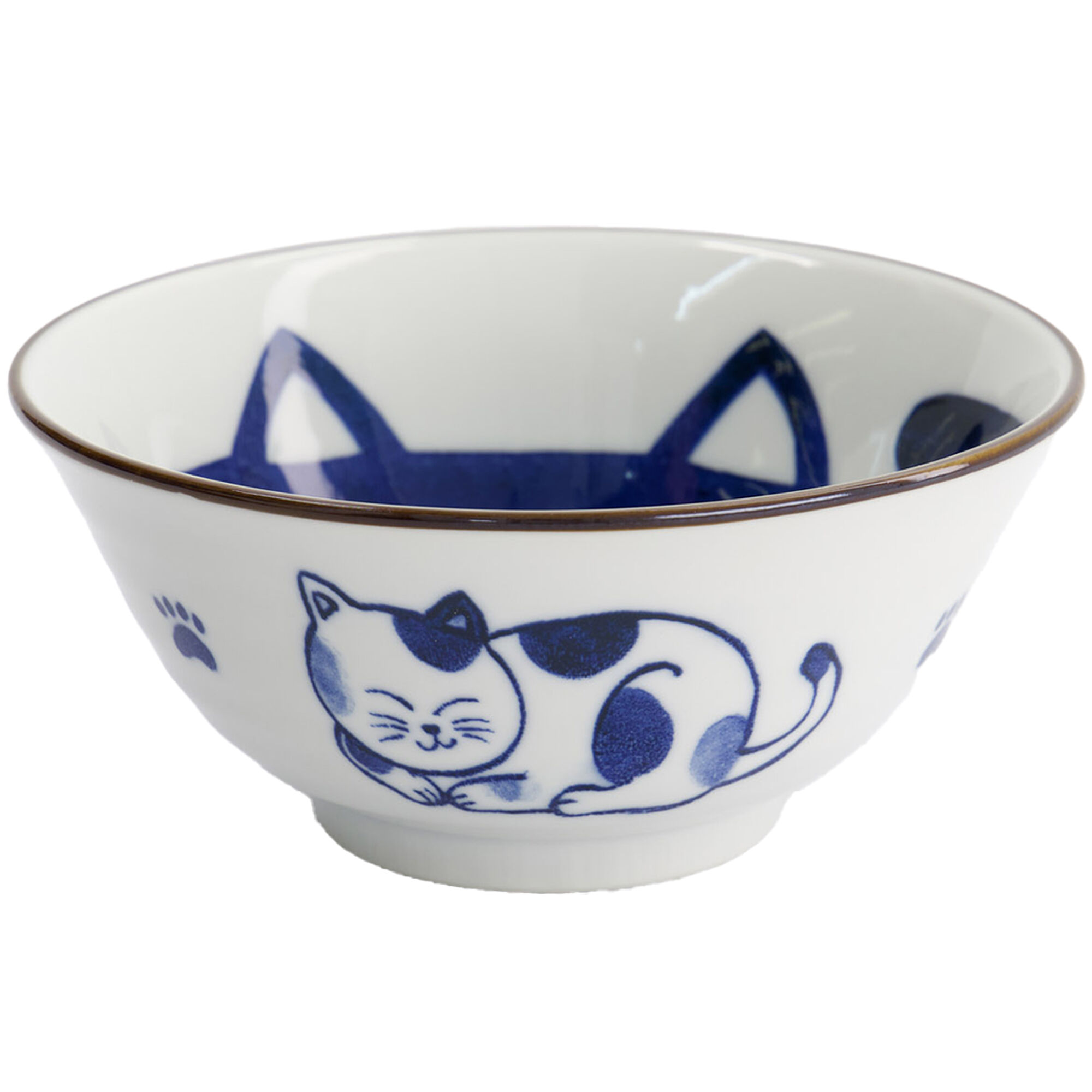 Tokyo design studio Kawaii Tayo Cat Neko sk&aring;l 0,5 liter, bl&aring;/hvid (33413)