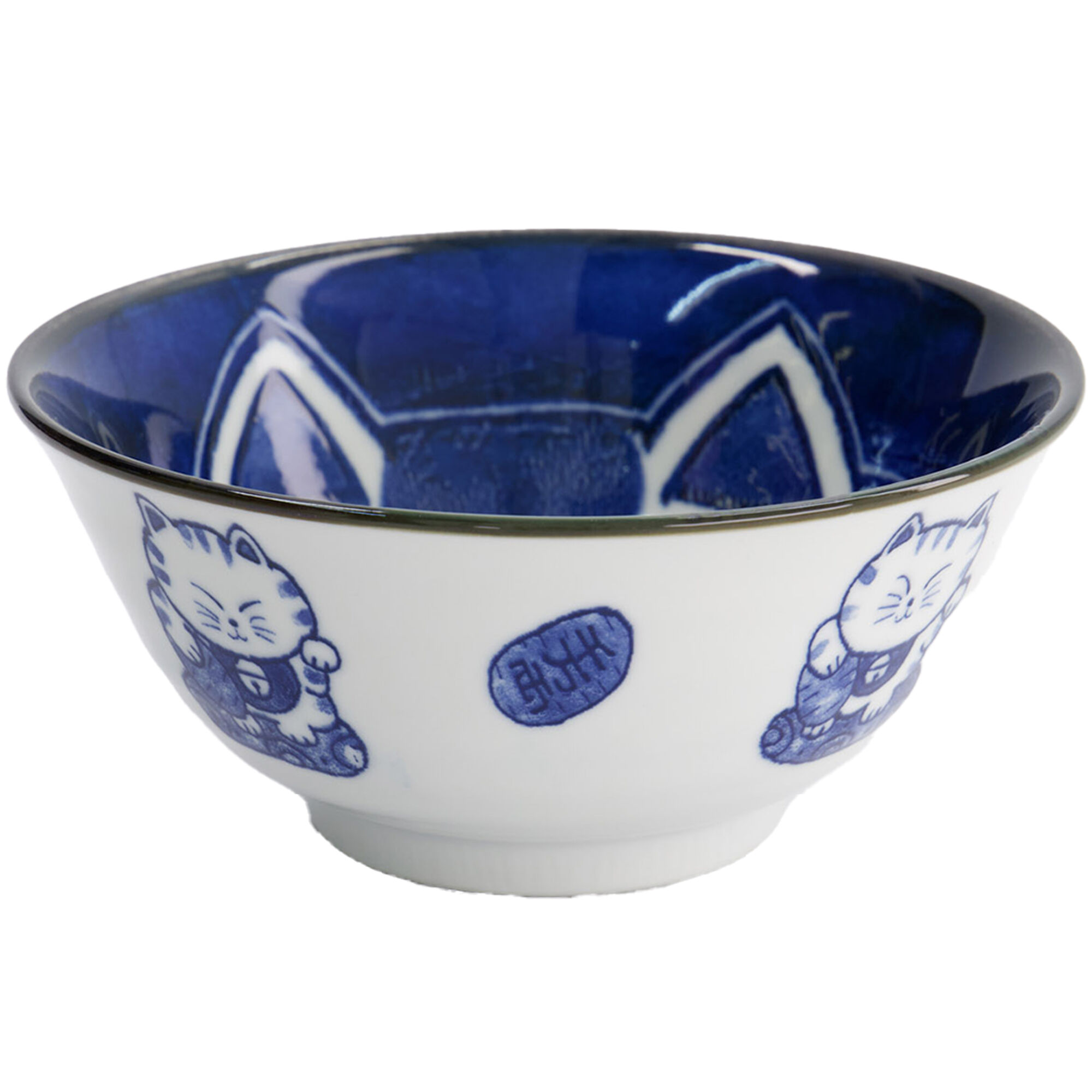 Tokyo design studio Kawaii Tayo Cat Neko sk&aring;l 0,5 liter, bl&aring;/hvid (33415)