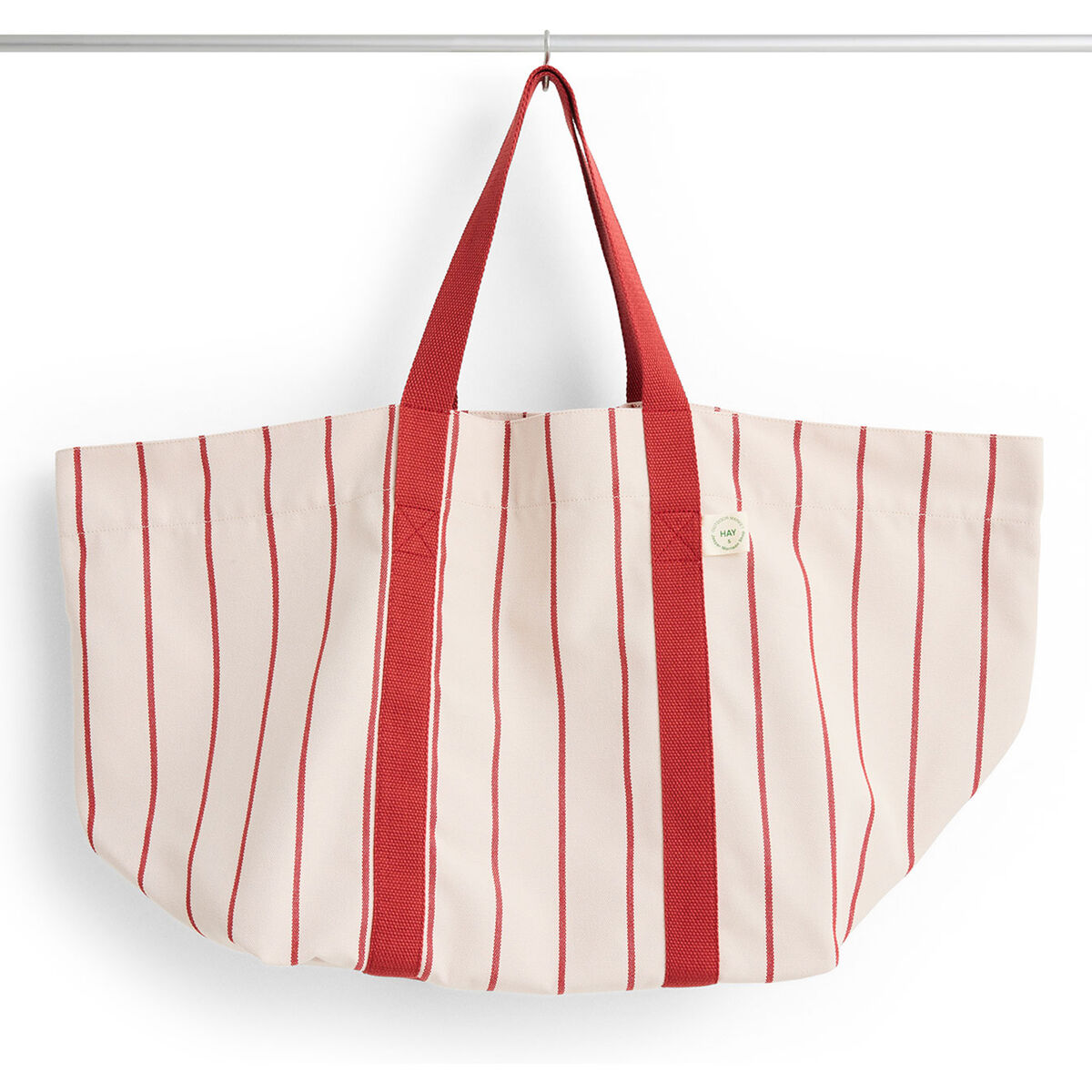 HAY Outdoor Market picknickväska, medium — beige med röd rand