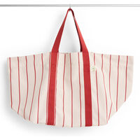 HAY Outdoor Market picknickväska, medium — beige med röd rand
