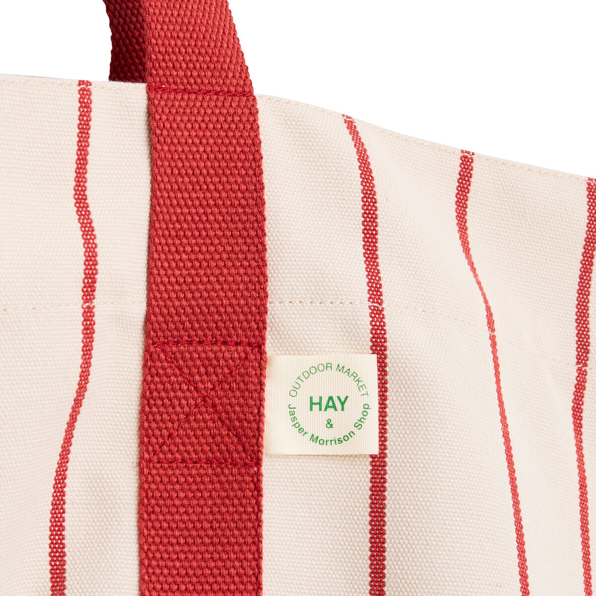 HAY Outdoor Market picknickväska, medium — beige med röd rand