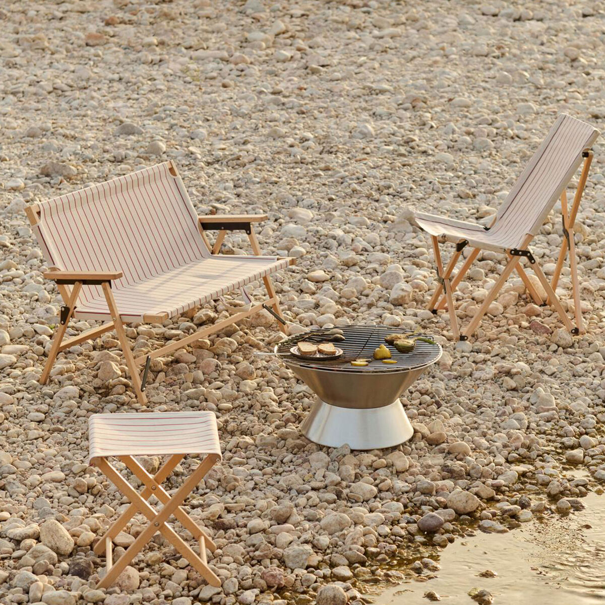 Outdoor Market sammenleggbar sofa, beige/rød