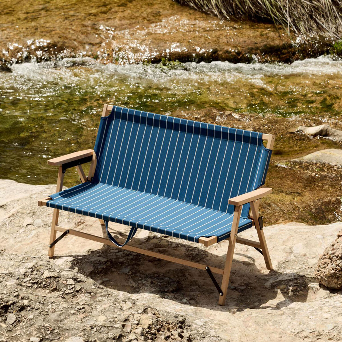Outdoor Market sammenleggbar sofa, blå/beige