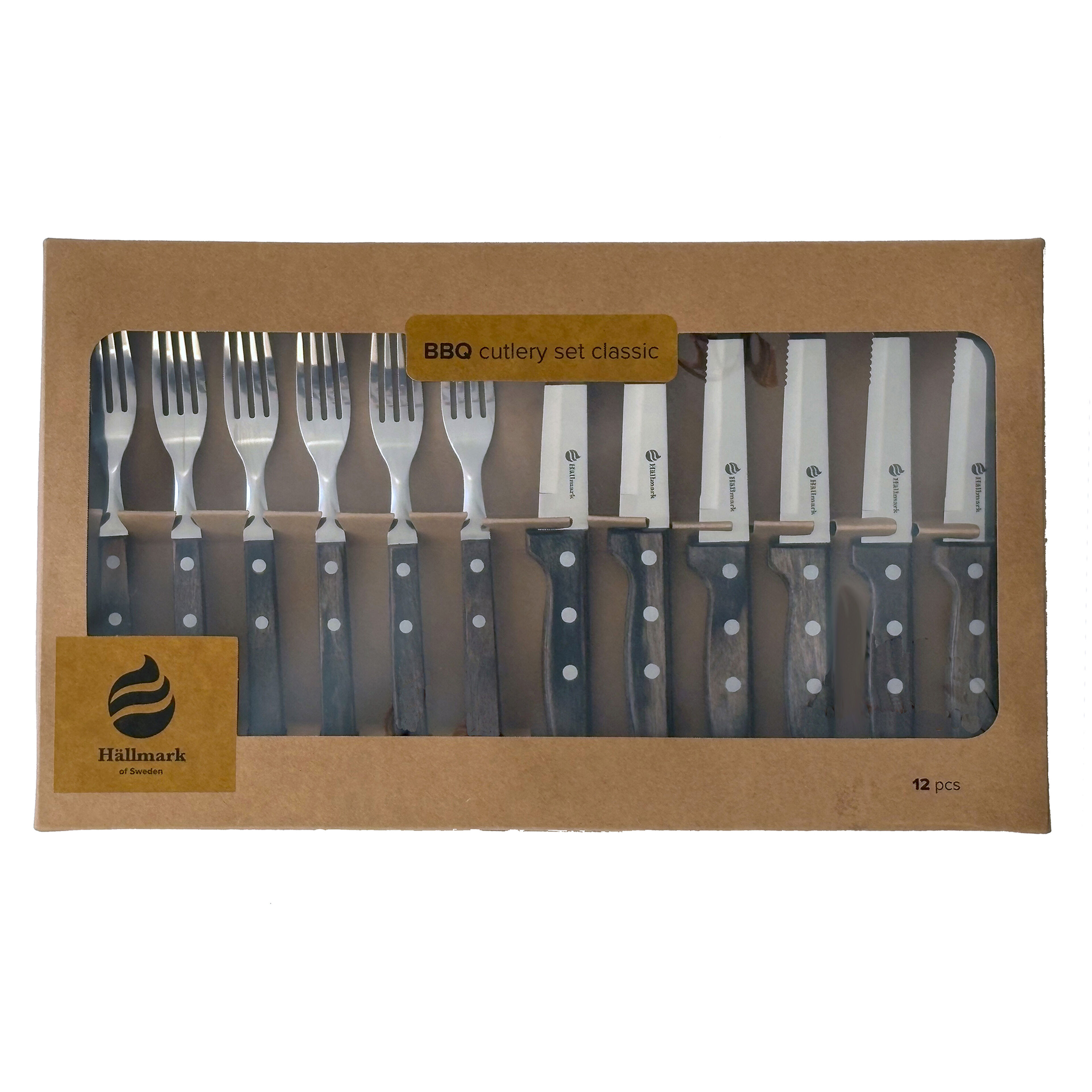 Hällmark Grillbestick med handtag polywood 12 delar