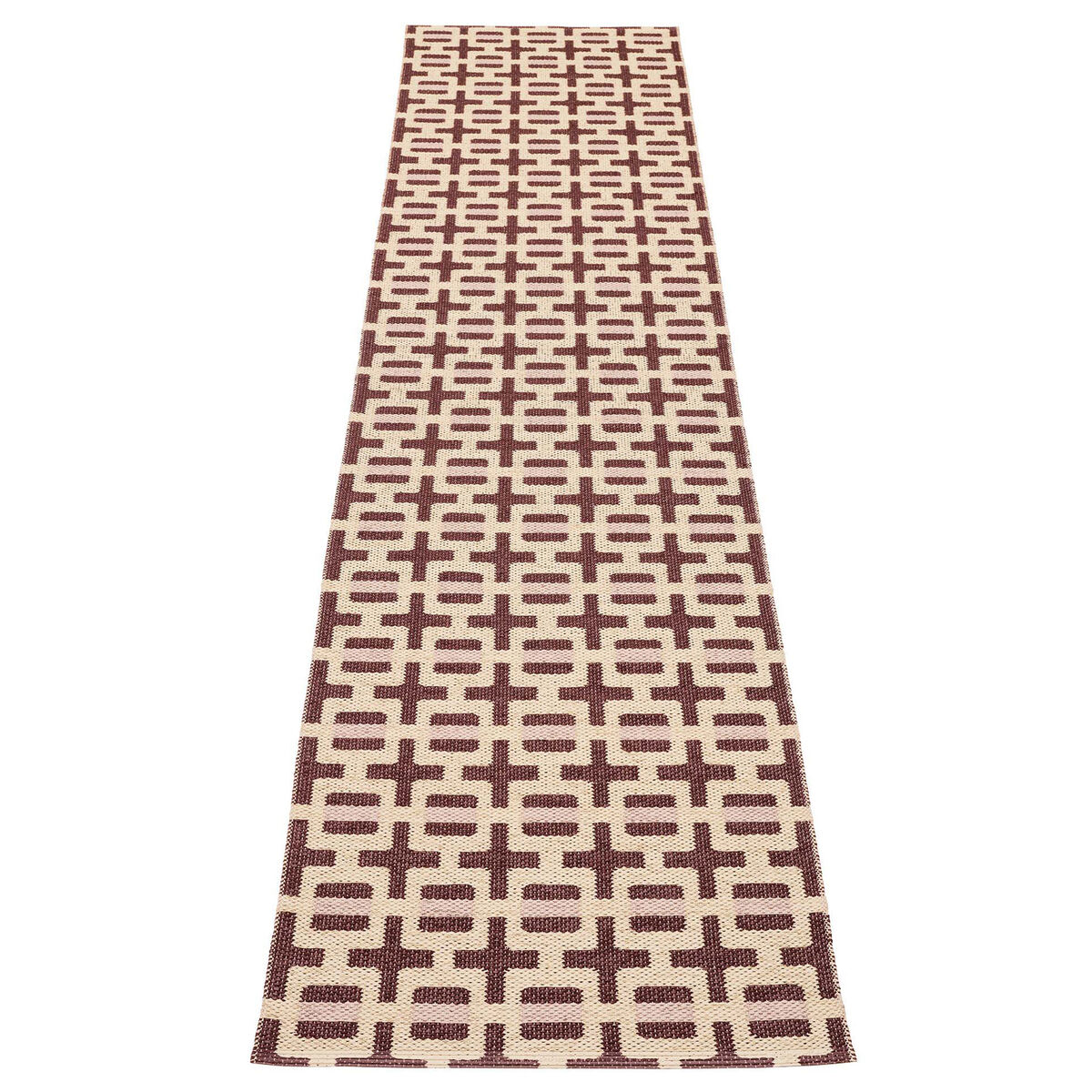 Tom gulvtæppe 300 x 70 cm, burgundy/cream/rose