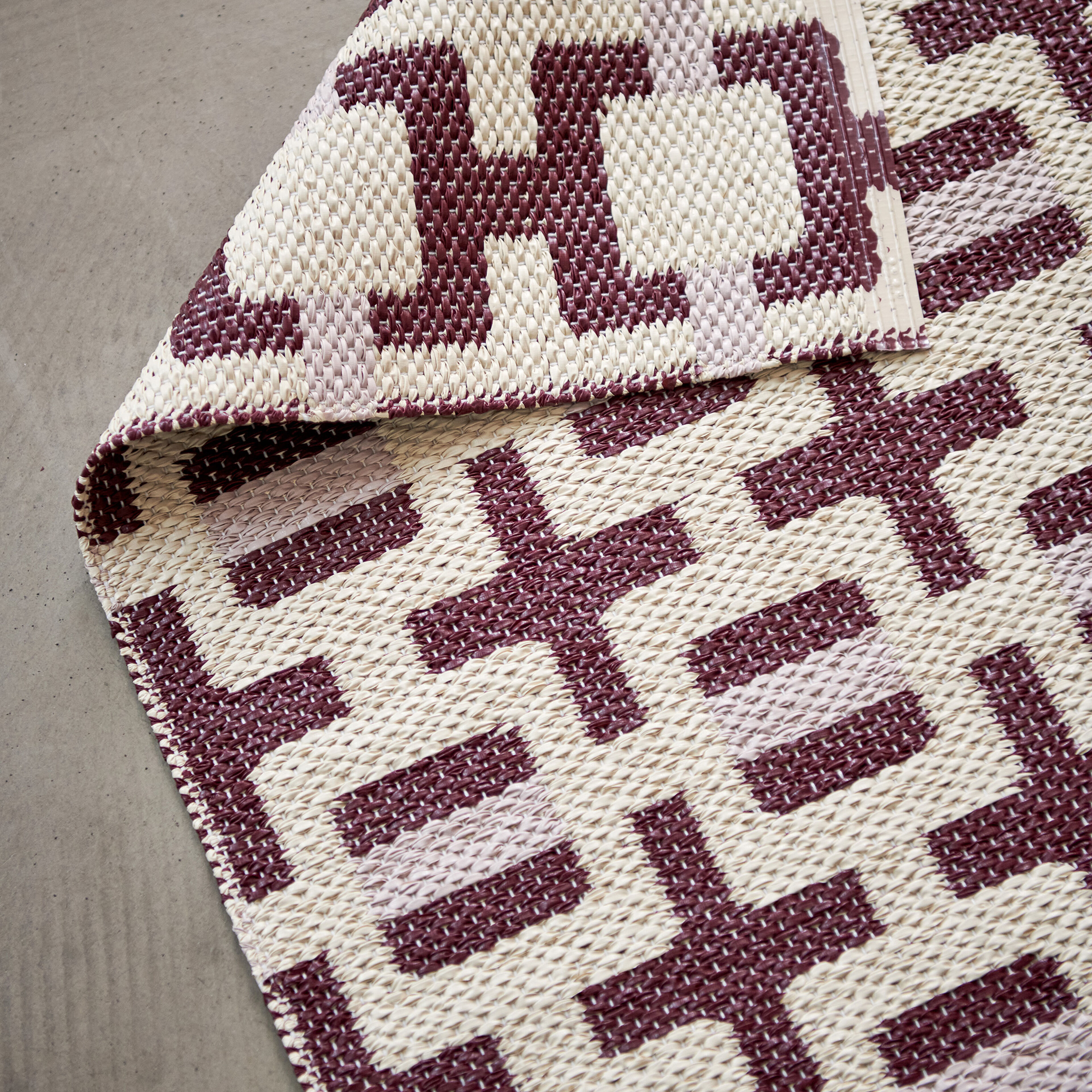 Tom gulvtæppe 300 x 70 cm, burgundy/cream/rose