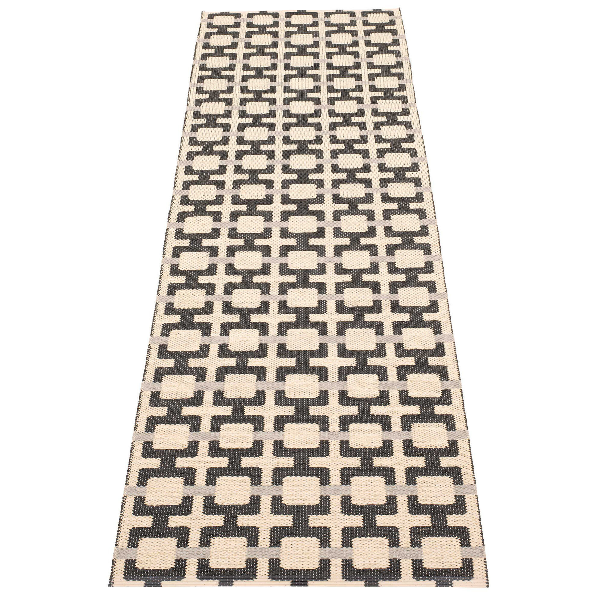Pappelina Tom teppe 240 x 70 cm, black/cream/grey