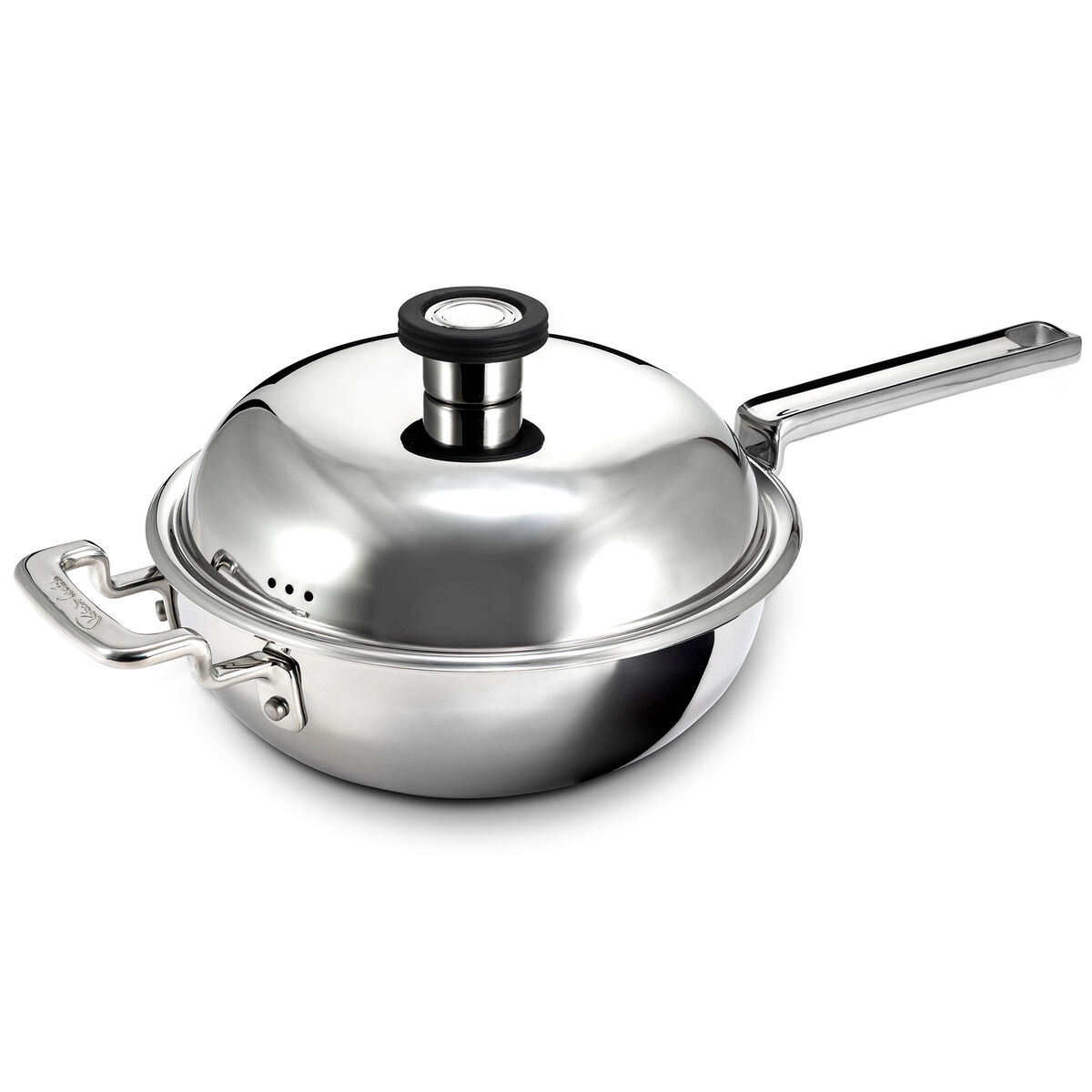 Robert Welch 316-sarjan wokkipannu 22 cm kannella, ruostumatonta terästä