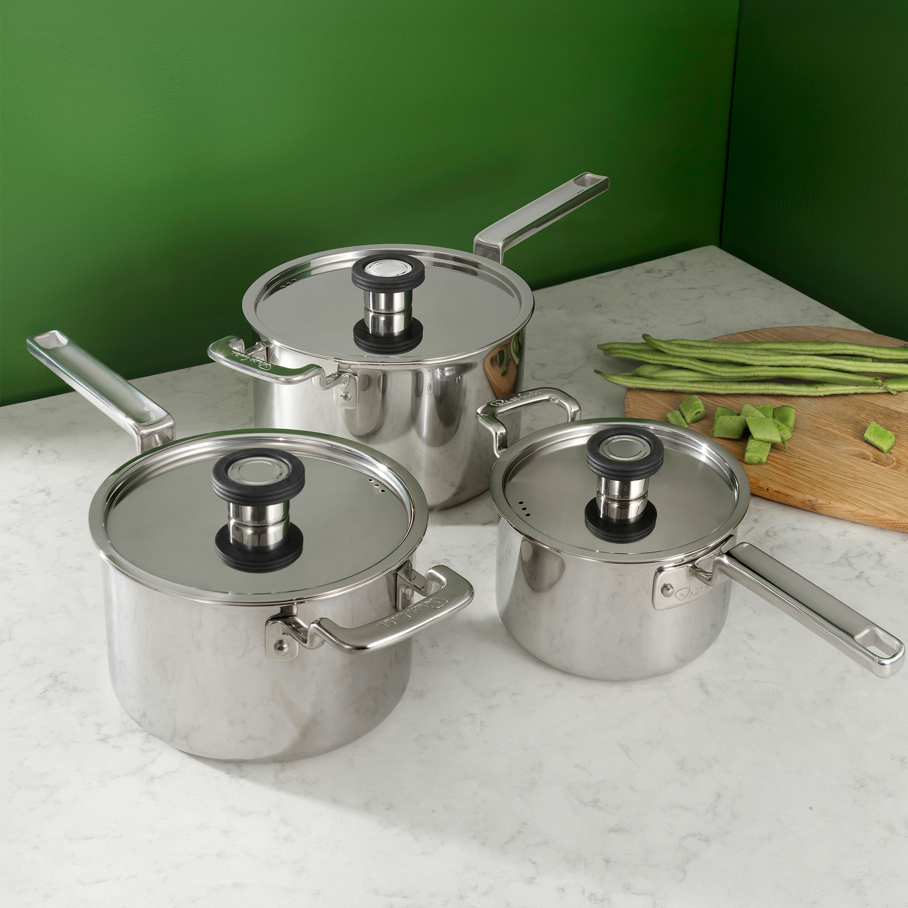 316 Series kastrullset 3 delar, rostfritt stål