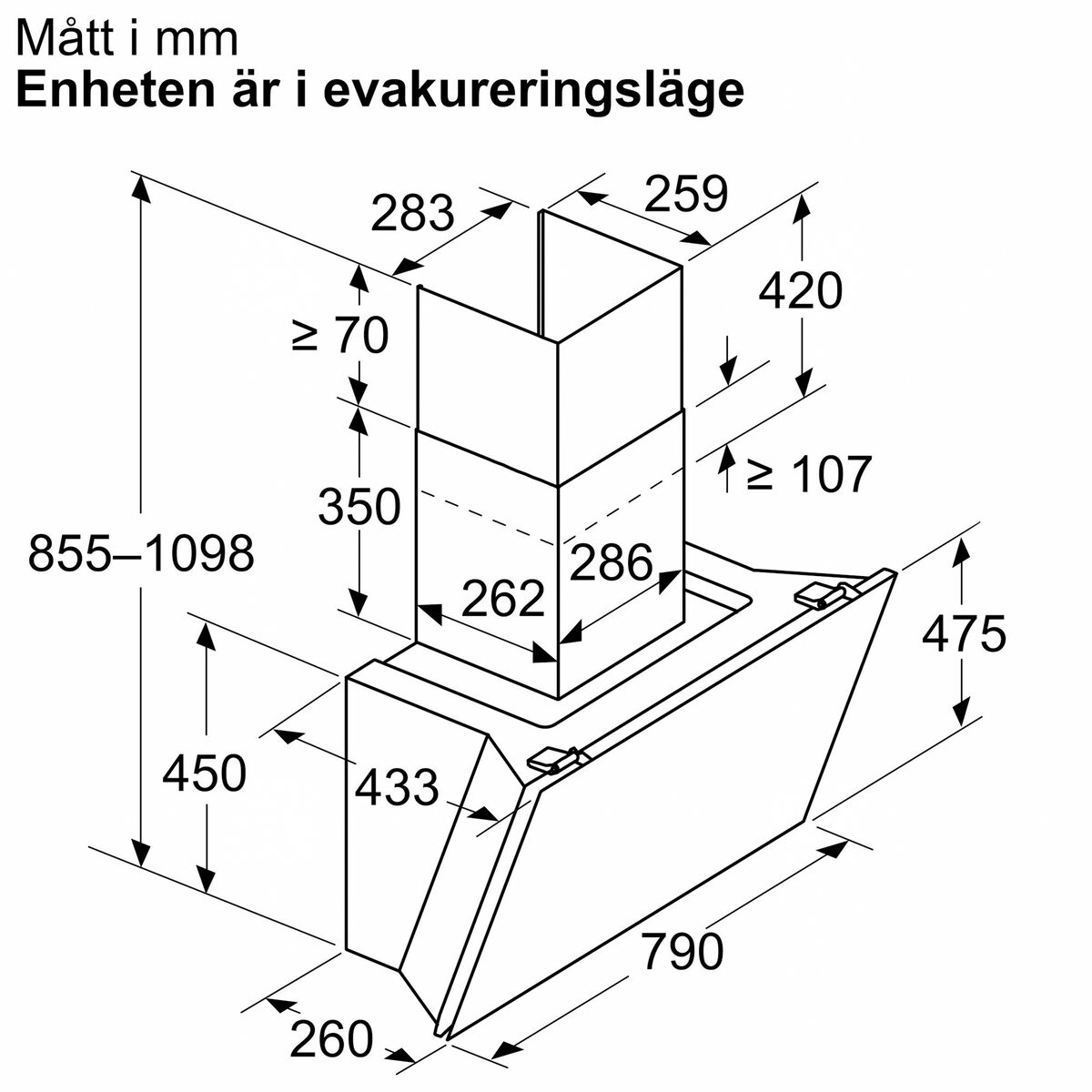 DWK81AN60 Serie 6 vägghängd köksfläkt 80 cm, svart