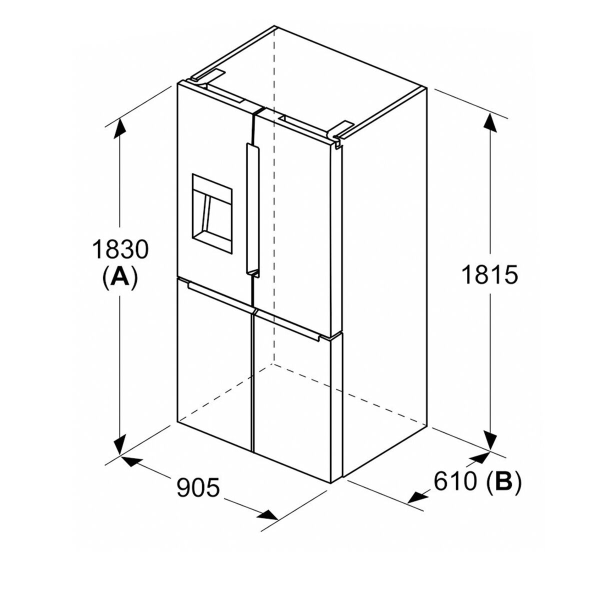 KFI96APEA Serie 6 fritstående kombiskab 183 × 90,5 cm, rustfrit stål